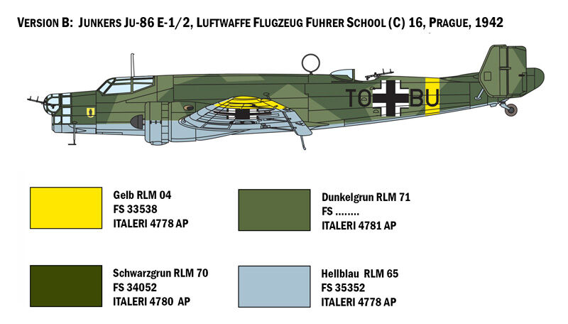 ITALERI 1391 JU 86 E1/E2 1/72 SCALE PLASTIC MODEL KIT BOMBER