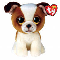 TY BEANIE BOOS HUGO DOG BROWN AND WHITE REGULAR