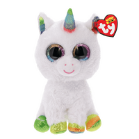 TY BEANIE BOOS PIXY WHITE AND RAINBOW UNICORN REGULAR