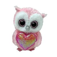 TY 37396 BEANIE BOOS WHISPER - PINK OWL WITH HEART REGULAR PLUSH