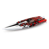 TRAXXAS 57076-1 SPARTAN BOAT WITH TSM RED 36 INCH BATTERIES AND CHARGER NOT INCLUDED