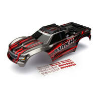 TRAXXAS 8911R 1/10 MAXX PAINTED BODY WITH CAGE AND STICKER SHEET RED/GREY/BLACK