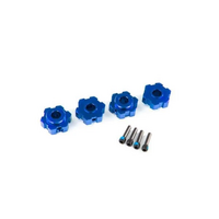 TRAXXAS 8956X WHEEL HUBS HEX ALUMINIUM BLUE ANODIZED 4 PACK 4 X 13MM SCREW PINS