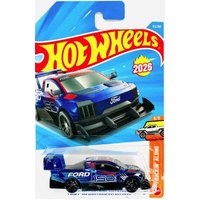 HOT WHEELS BASIC 151/250 - 2026 TRUCKIN ALONG SERIES - FORD F-150 LIGHTNING SUPERTRUCK BLUE #5 OF 5 DIECAST CAR LONG CARD