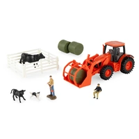 TOMY 47708 KUBOTA TRACTOR WITH LOADER 1/32 SCALE 15PC FARM SET