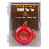 DUNCAN VINTAGE WOODEN CROSSED FLAGS TOURNAMENT 1955 YOYO IN COLOUR RED