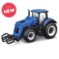 MAISTO 15591 MINI WORK MACHINES NEW HOLLAND TRACTOR DIECAST IN BLUE