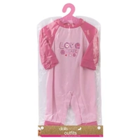 FASHION BOUTIQUE DOLLS WORLD OUTFITS - PINK WITH LOVE AND PEACE SIGN SUITABLE FOR DOLLS UP TO 46CM
