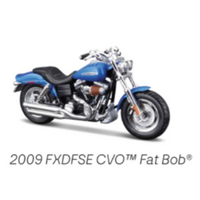 MAISTO HARLEY DAVIDSON 2009 FXDFSE CVO FAT BOB BLUE, SERIES 42, 1/18 SCALE DIECAST MOTORBIKE - 31360