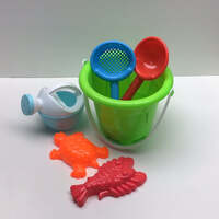 GREEN 6PCE BEACH TOY SET IN MESH BAG