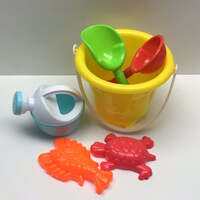 YELLOW 6PCE BEACH TOY SET IN MESH BAG