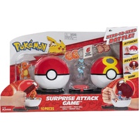 POKEMON SURPRISE ATTACK POKE BALL BATTLE GAME - CHARMANDER AND POKEBALL VS  RIOLU AND REPEAT BALL