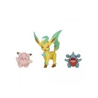 POKEMON BATTLE FIGURE SET - CLEFAIRY GIBLE AND LEAFON
