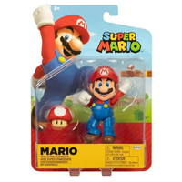 SUPER MARIO MARIO WITH SUPER MUSHROOM 11 POINTS OF ARTICULATION 4 INCH FIGURE