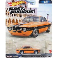 HOT WHEELS PREMIUM FAST AND FURIOUS ALFA ROMEO GIULIA SPRINT GTA 5 OF 5 DIECAST CAR