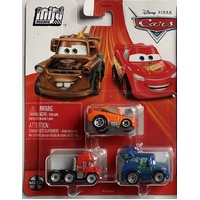 DISNEY PIXAR CARS MINI RACERS 3 PACK INCLUDES SNOT ROD - DJ - MACK DIECAST METAL CARS