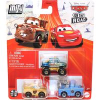 DISNEY PIXAR CARS ON THE ROAD MINI RACERS 3 PACK INCLUDES PRESIDENT MATER - LIGHTNING MCQUEEN DEPUTY HAZARD - IVY DIECAST METAL CARS