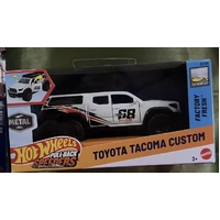 HOT WHEELS  PULL-BACK SPEEDERS HPR70 - #1 OF 4 FACTORY FRESH SERIES TOYOTA TACOMA CUSTOM WHITE DIECAST VEHICLE