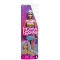 BARBIE FASHIONISTAS DOLL 1984 65 INSPIRING STORIES 218 BLUE HAIR WITH RAINBOW SHIRT AND BLUE SKIRT