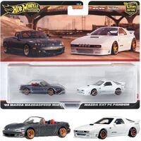 HOT WHEELS PREMIUM CAR CULTURE 04 MAZDA MAZDASPEED MIATA AND MAZDA RX7 FC PANDEM 2 PIECES