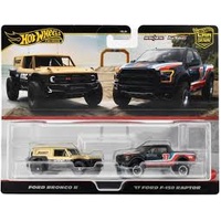 HOT WHEELS PREMIUM CAR CULTURE FORD BRONCO R AND 17 FORD F-150 RAPTOR METAL DIECAST CAR 2 PIECES