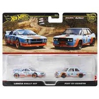 HOT WHEELS PREMIUM CAR CULTURE LANCIA RALLY 037 AND FIAT 131 ABARTH METAL DIECAST CAR 2 PIECES