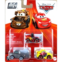 DISNEY PIXAR CARS MINI RACERS 3 PACK INCLUDES RUSTEZE CRUZ RAMIREZ - LIGHTNING MCQUEEN WITH HEADSET - STERLING DIECAST METAL CARS