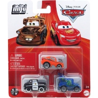 DISNEY PIXAR CARS MINI RACERS 3 PACK INCLUDES SNOT ROD - DJ - SHERIFF DIECAST METAL CARS