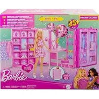 BARBIE DREAM CLOSET INCLUDES BLONDE HAIR WITH PINK CHERRY CHECKERED OUTFIT DOLL AND OVER 25 PIECES