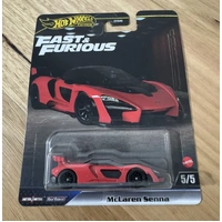 HOT WHEELS PREMIUM FAST & FURIOUS SERIES HNW46  - #5 OF 5 MCLAREN SENNA RED DIECAST VEHICLE