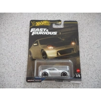 HOT WHEELS PREMIUM FAST & FURIOUS SERIES HNW46  - #3 OF 5 NISSAN 370Z SILVER DIECAST VEHICLE