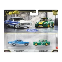HOT WHEELS PREMIUM HBL96 CAR CULTURE 2 PACK JHW50 CUSTOM '64 GALAXIE 500 AND '67 FORD ANGLIA RACER DIECAST CARS