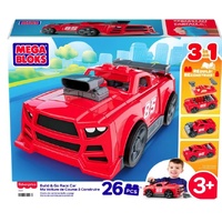 MEGA BLOKS 3 IN 1 BUILD AND GO RACE CAR 26PC