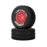 METHOD RC MTD0202R GEOFORM ALL-TERRAIN 1/16 SHORT COURSE TYRES MOUNTED ON RED WHEELS, 2 PIECES, ARRMA MOJAVE GROM