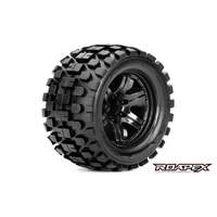 ROAPEX R3003-B2 RHYTHM 1/10 MONSTER TRUCK TIRE BLACK WHEEL WITH 1/2 OFFSET 12MM HEX MOUNTED 2 PIECES
