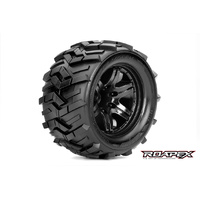 ROAPEX R3004-B2 MORPH 1/10 MONSTER TRUCK TIRE BLACK WHEEL WITH 1/2 OFFSET 12MM HEX PRE MOUNTED