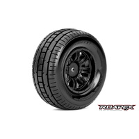 ROAPEX R1001-B TRACKER 1/10 SC TIRE BLACK RIM 12MM HEX MOUNTED 2 PIECES