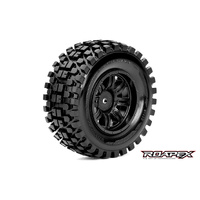 ROAPEX R1003-B TRACKER 1/10 SC TIRE BLACK RIM 12MM HEX MOUNTED 2 PIECES