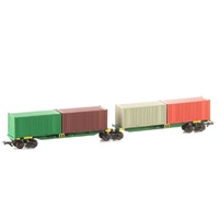 FRATESCHI 2209 FREIGHT WAGON 2 CONTAINER WAGONS ON SHARED BOGIE HO GAUGE ROLLING STOCK