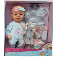 GIGO 23206 DREAM COLLECTION 13 INCH LOVELY BABY DOLL WITH PET ELEPHANT SOFT TOY 2+