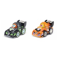 VTECH TOOT TOOT DRIVERS V-RACERS RACE PACK WITH ORANGE AND BLACK CARS