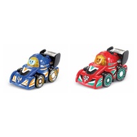 VTECH TOOT TOOT DRIVERS V-RACERS RACE PACK WITH RED AND BLUE CARS
