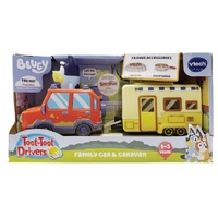 VTECH TOOT TOOT DRIVERS BLUEY FAMILY CAR AND CARAVAN PLAYSET