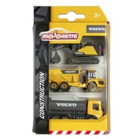 MAJORETTE 63200 VOLVO CONSTRUCTION WITH EXCAVATOR 3 PIECE DIECAST VEHICLES