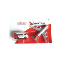 MAJORETTE QANTAS PLANE WITH GREY WINGS AND TOYOTA