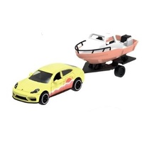 MAJORETTE MJ76286 PINK DRIVEZ ADVENTURE TRAILER DIECAST SET - PORSCHE AND BOAT TRAILER