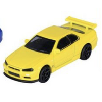 MAJORETTE 77252 NISSAN SKYLINE GT-R R34 YELLOW JDM LEGENDS PREMIUM 1/64 SCALE DIECAST CAR