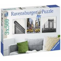 RAVENSBURGER 199235 WALL DECORATOR NEW YORK CITY IMPRESSIONS 3 X 500PC JIGSAW PUZZLE