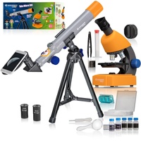 BRESSER JUNIOR 8850900 TELE MICRO STEM SET - CONTAINS 32x/20x TELESCOPE WITH TRIPOD AND 40x-640x MICROSCOPE