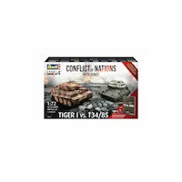 REVELL 05655 CONFLICT OF NATIONS WWII SERIES TIGER 1 V T34/85 LIMITED EDITION TANK SERIES 1/72 SCALE PLASTIC MODEL KIT